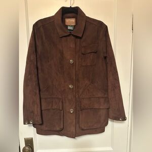 Ralph Lauren Dry Goods size small chocolate brown faux suede shirt jacket